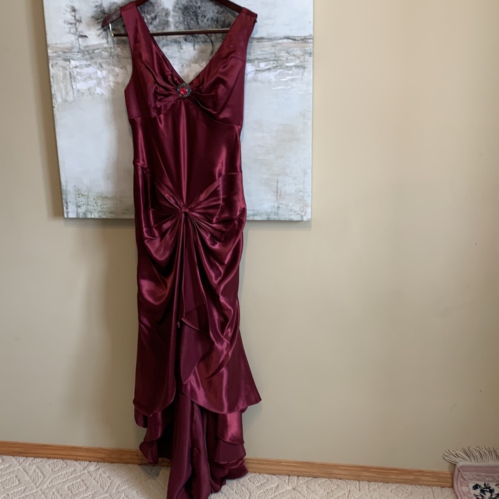 Burgundy Red Satin Dress/Gown